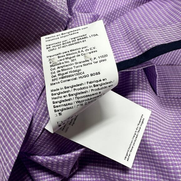 Boss Hugo Boss Men's Purple Jesse Button Down Dress Shirt Size 38 / 15 NWT - Picture 8 of 12